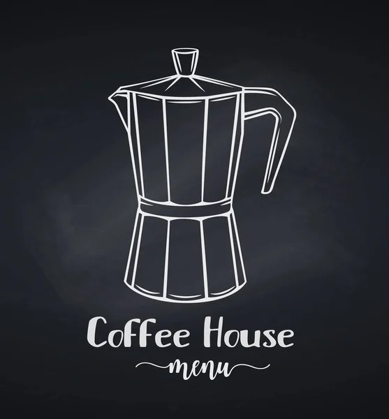 Vector Handgezeichnete Italienische Kaffeemaschine Abzeichen Symbol Für Design Verpackungen Café — Stockvektor