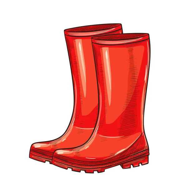 Botas Jardín Goma Roja Zapatos Protección Calzado Impermeable Uniforme Trabajo — Archivo Imágenes Vectoriales