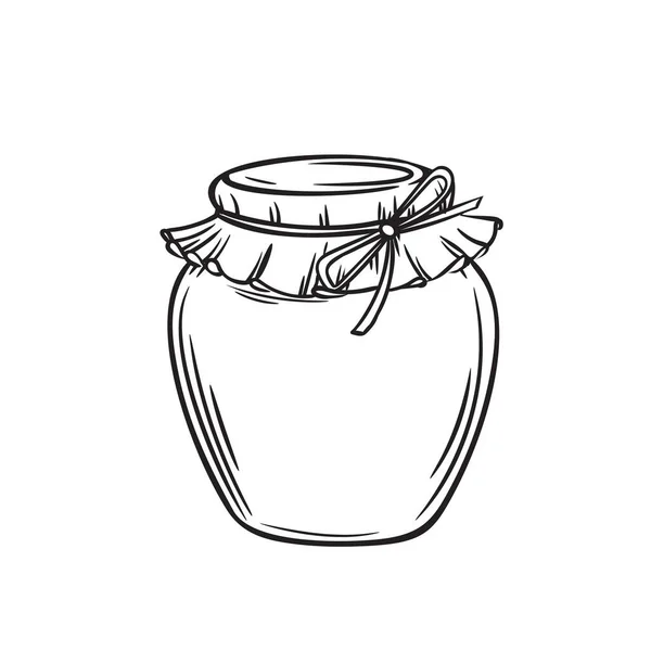 Jar Honey Glass Jar Outline Vector Retro Style — Stock Vector