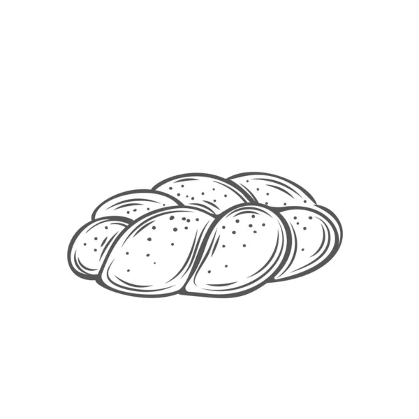 Pane Challah Vettore Contorno Icona Disegnata Mano Pasticceria Food Design — Vettoriale Stock