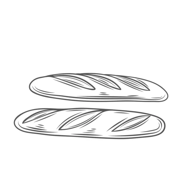Ψωμί Μπαγκέτας Διάνυσμα Περιγράμματος Χειροποίητο Εικονίδιο Για Αρτοποιείο Σχεδιασμό Τροφίμων — Διανυσματικό Αρχείο
