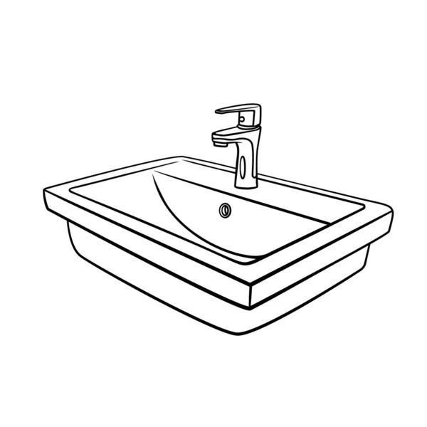Badkamer Wastafel Voor Huis Sanitair Overzicht Vector Illustratie — Stockvector