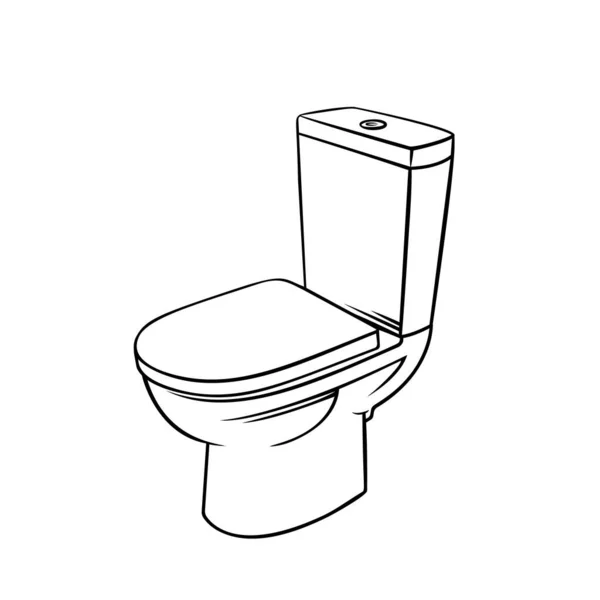 Badge Toilette Für Haus Sanitär Förderung Design Umrissvektorillustration — Stockvektor