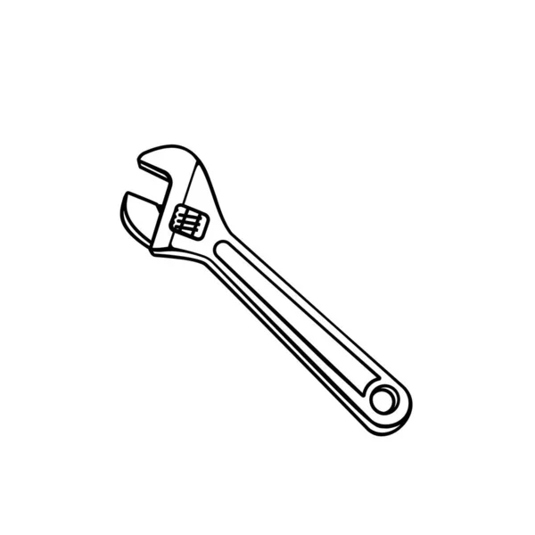 Klucz Hydrauliczny Zarys Ikony Vctora Odznaka Projektowania Promującego Instalacje Sanitarne — Wektor stockowy