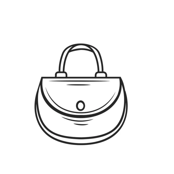 Sac Femme Icône Contour Illustration Vectorielle Dessinée Main Accessoire Féminin — Image vectorielle