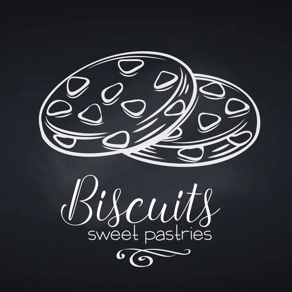 Hand Drawn Biscuit Icon Badge Pastries Design Menu Cafe Label — Stock Vector