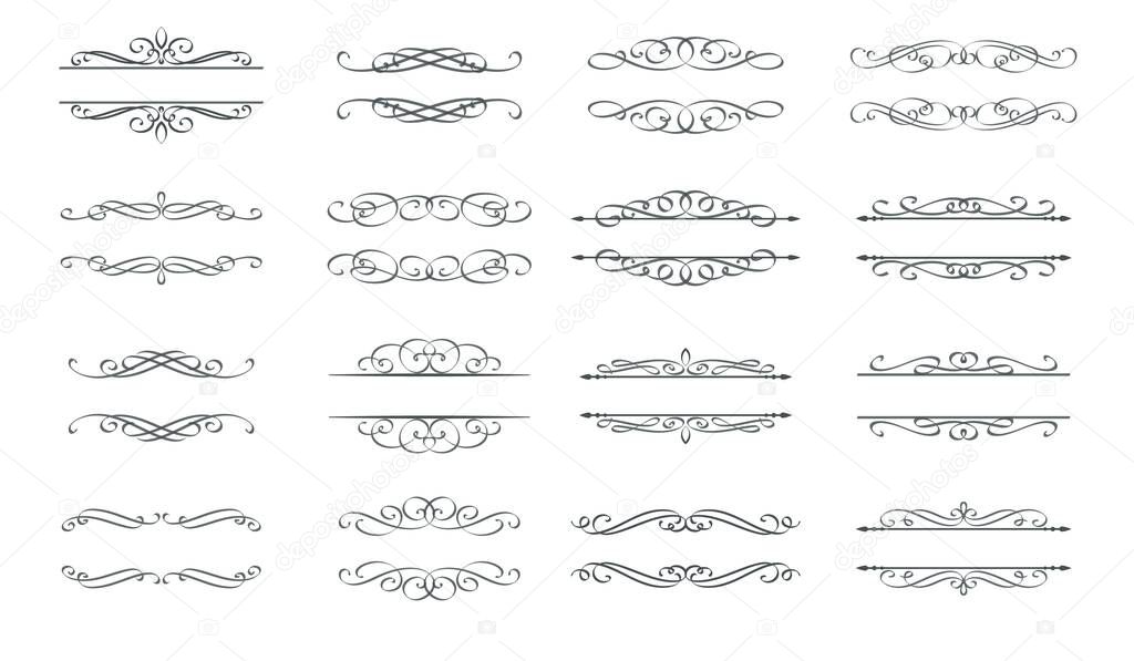 Calligraphic and page decoration design elements. Swirl, scroll and divider . Vintage design elements, page decoration.