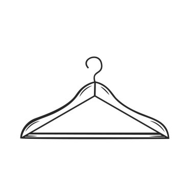 Askı simgesi taslağı. Gayri resmi kıyafet dükkanı. Vektör illüstrasyonu.