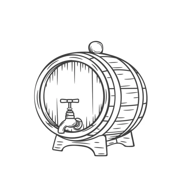 Beer Wine Barrel Icon Engraving Style — Stock Vector