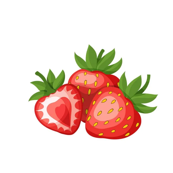 Vektor Erdbeeren Fruchtbeeren Illustration Für Die Speisekarte Des Bauernmarktes Gesunde — Stockvektor