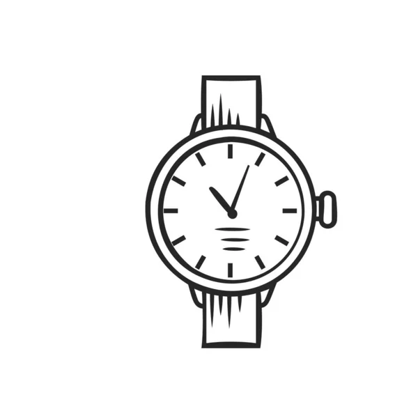 Wrist Watch Icon Outline Hand Drawn Vector Illustration — Stock Vector