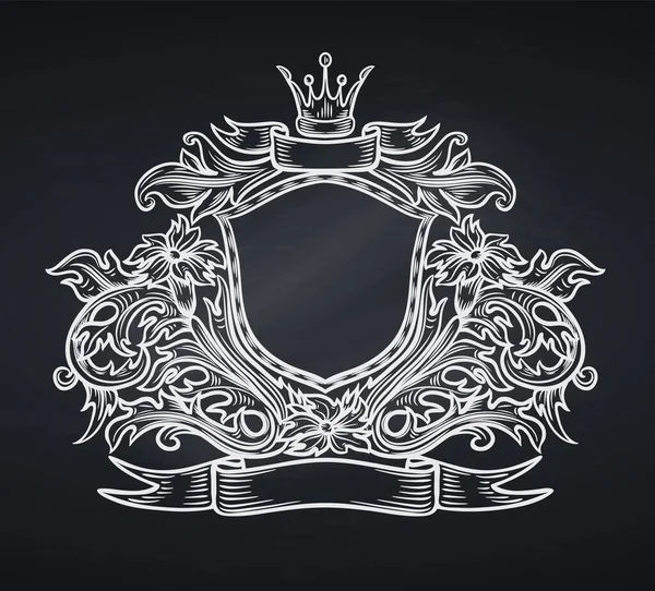 Emblème Vintage Cartouche Gravure Cadre Baroque Rétro Bordure Feuille Défilement — Image vectorielle