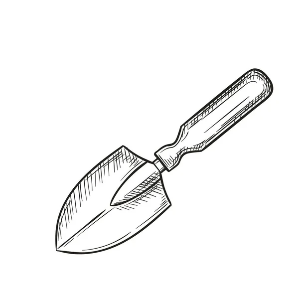 Garden Shovel Icon Sketch Style Vector Illustration Garden Tools — Stock Vector