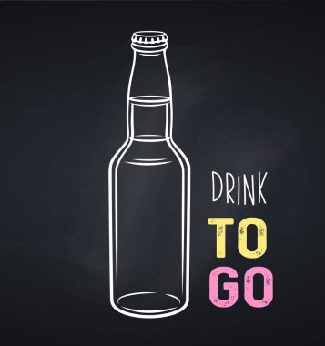 Cam içki şişesi, karatahta. Retro stil illüstrasyon limonata, bira ya da soda ya da başka bir içecek ikonu.