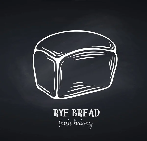 Rye Bread Chalkboard Style Outline Vector Icon Bakery Shop Food — Stock Vector