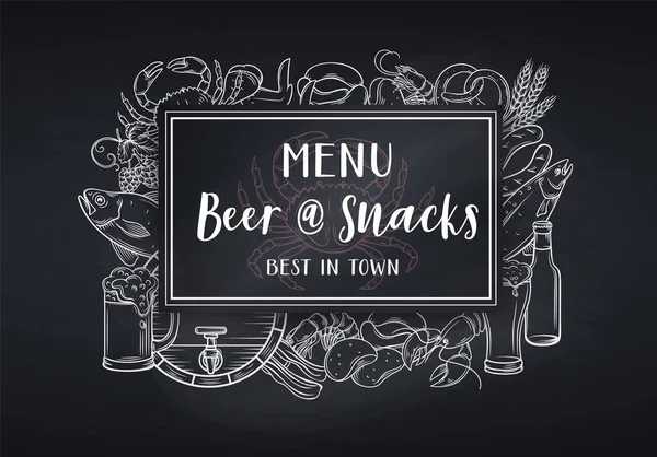 Σχεδιασμός Pub Τροφίμων Και Μπύρας Στυλ Μαυροπίνακα Αφίσα Chalkboard Vector — Διανυσματικό Αρχείο