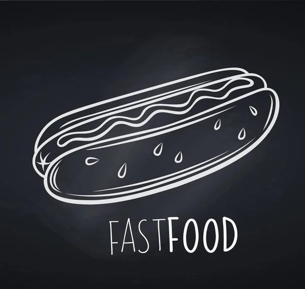 Χοτ Ντογκ Κέτσαπ Και Μουστάρδα Chalkboard Εικονίδιο Fast Food Για — Διανυσματικό Αρχείο