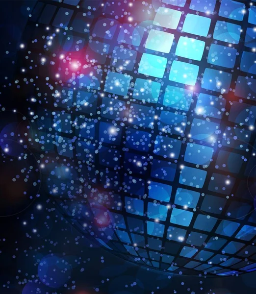 Blue Luminous Layout Disco Ball Sparkles Glitter Vector Illustration — Stock Vector