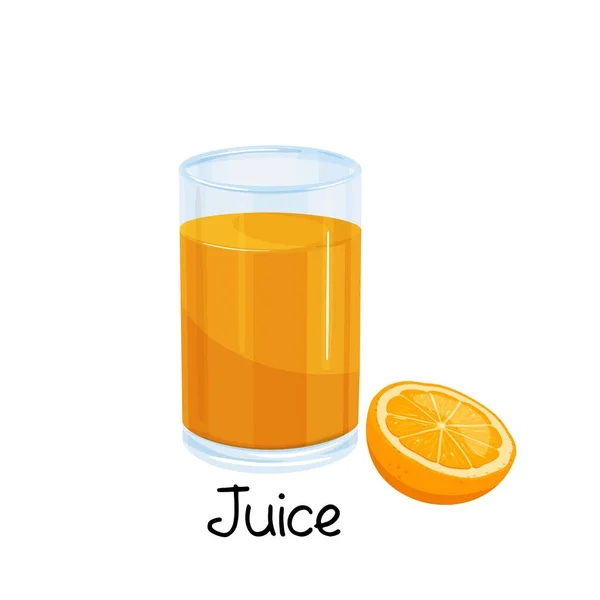 Vaso Zumo Naranja Rebanada Naranja Icono Bebida Con Fruta Ilustración — Vector de stock