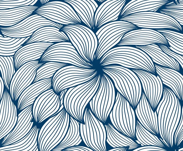 髪のカール 抽象的な波のシームレスなパターン 織物のための青いベクトル図面壁紙の背景 — ストックベクタ