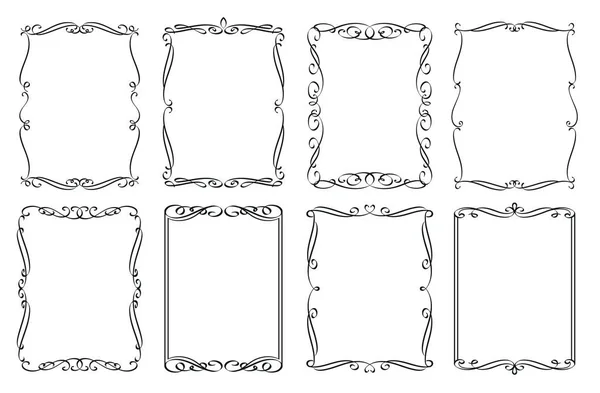 Винтажные Рамки Свадебный Каллиграфический Прямоугольный Набор Рамок Процветает Украшенная Рамка — стоковый вектор