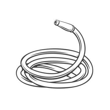 Hortum ana hatları ikonu sulanıyor. Bahçe araçları vektör çizimi.