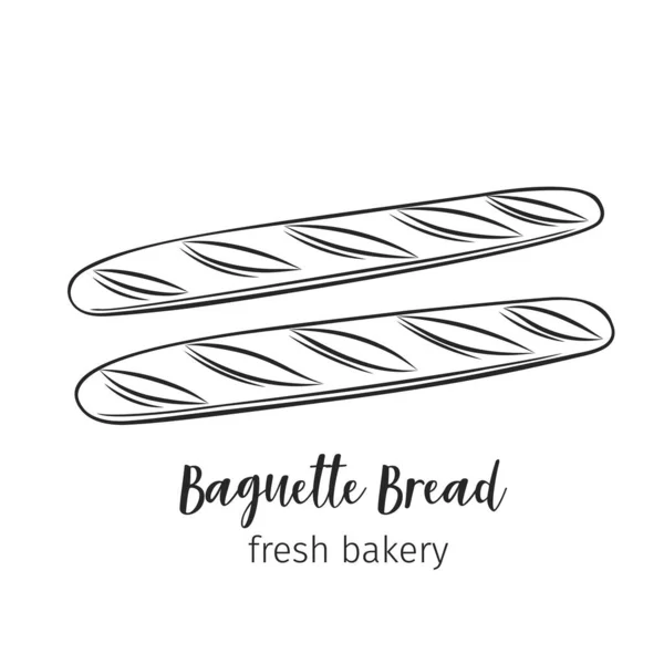 Baguette Pão Esboço Desenhado Mão Ícone Para Padaria Design Alimentos —  Vetores de Stock