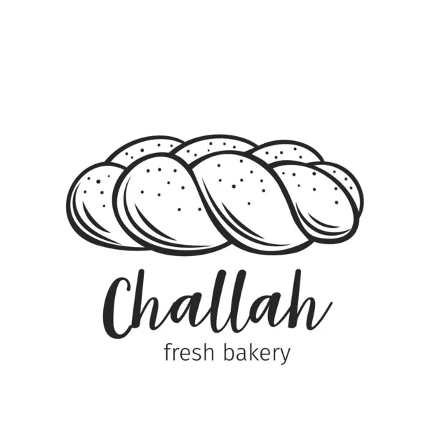 Challah Bread Outline Hand Drawn Icon Bakery Shop Food Design — Stock Vector