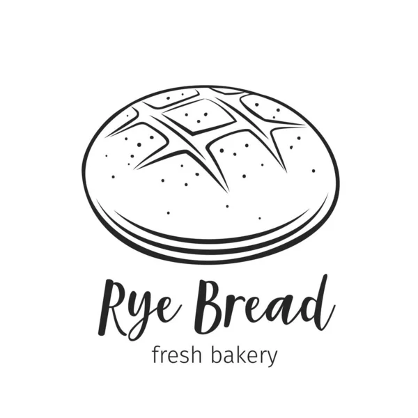 Rye Bread Outline Vector Hand Drawn Icon Bakery Shop Food — Stock Vector