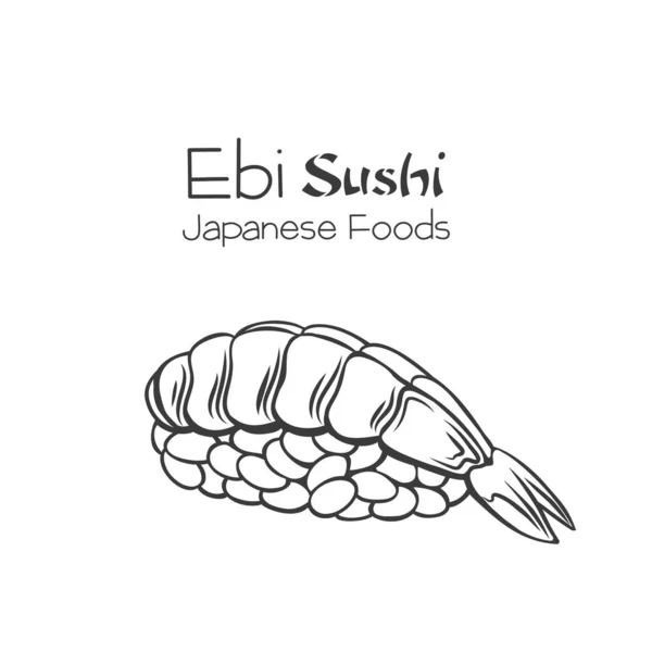 Esquema Sushi Ebi Icono Comida Tradicional Japonesa Ilustración Aislada Vectores — Vector de stock