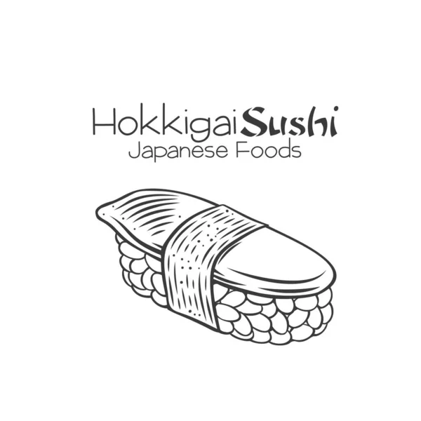 Esquema Sushi Hokkigai Icono Comida Tradicional Japonesa Ilustración Aislada Vectores — Vector de stock