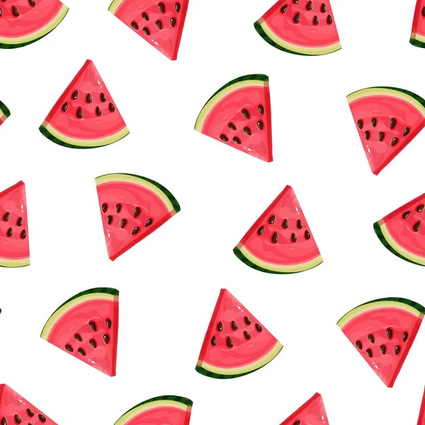 Watermelon Slices Seamless Pattern Vector Illustration Summer Watermelon Background — Stock Vector