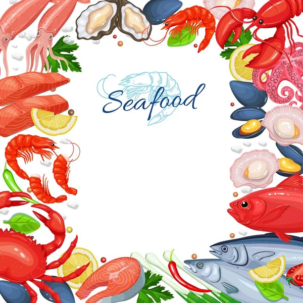 Seafood Menu Design Fish Dish Page Template Vector Illustration Seafood — Stock Vector