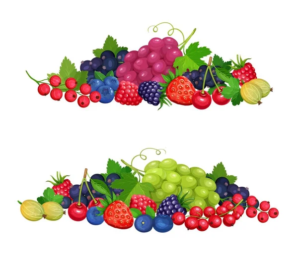 白羊座标语模板 向量蓝莓 黑醋栗和红醋栗 樱桃和覆盆子 — 图库矢量图片