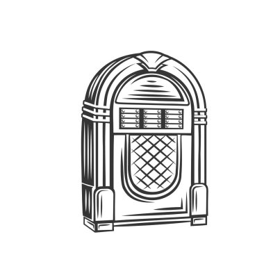 Retro jukebox monochrome icon clipart