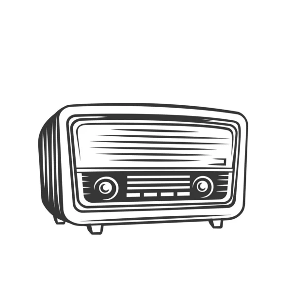 Old radio monochrome icon — Stock Vector