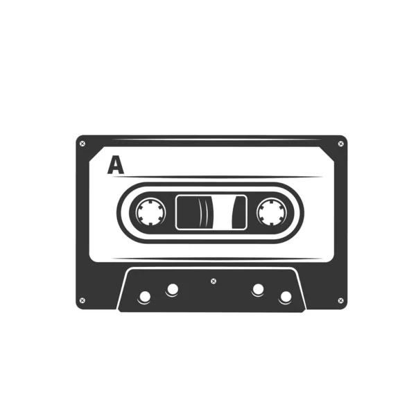 Cassette cinta monocromo icono . — Vector de stock
