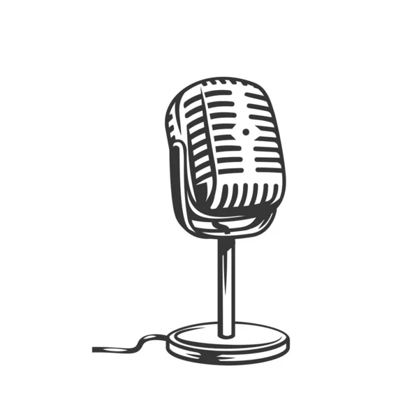 Retro microphone outline icon. — Stock Vector