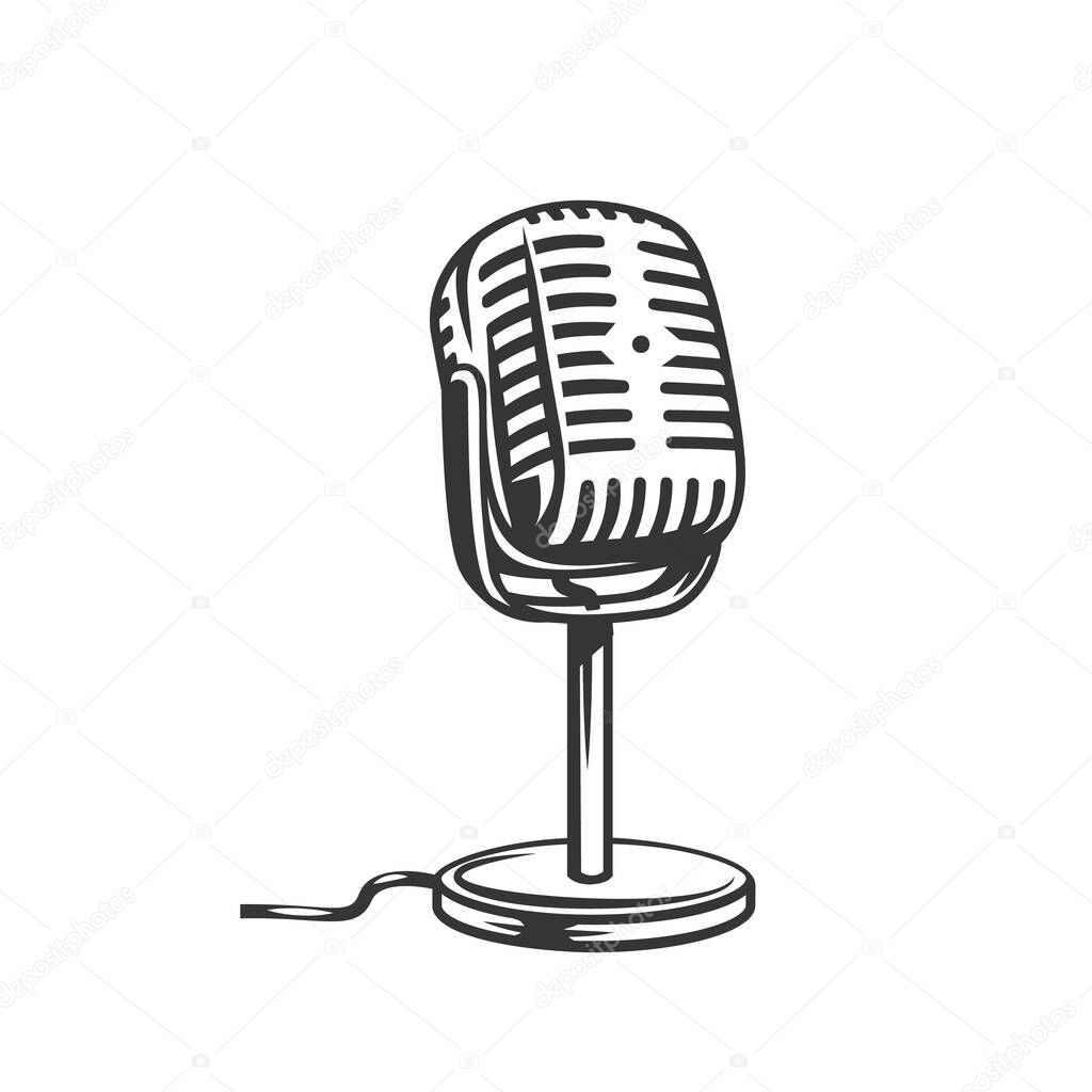 Retro microphone outline icon.