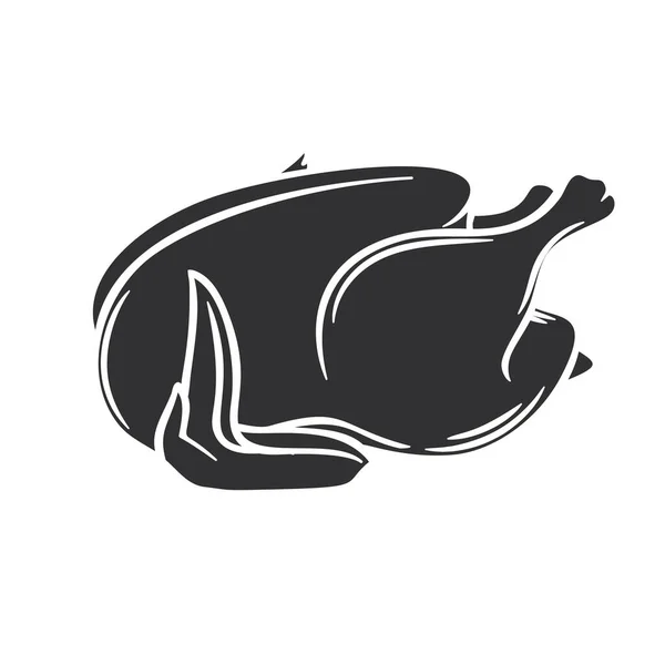 Icono de glifo de pollo entero crudo — Archivo Imágenes Vectoriales