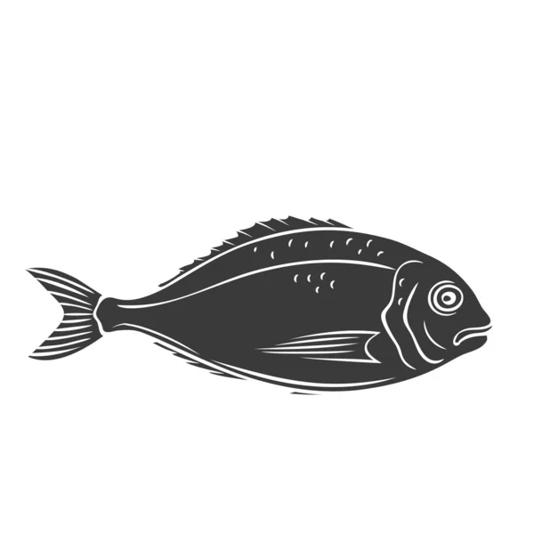 Dorado icono de glifo de pescado — Vector de stock