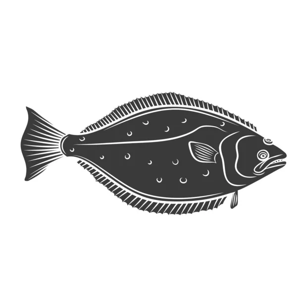 Halibut fish glyph icon — 스톡 벡터