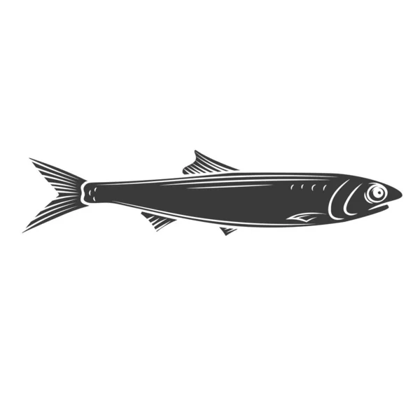 Icono de glifo de pez anchoa — Vector de stock