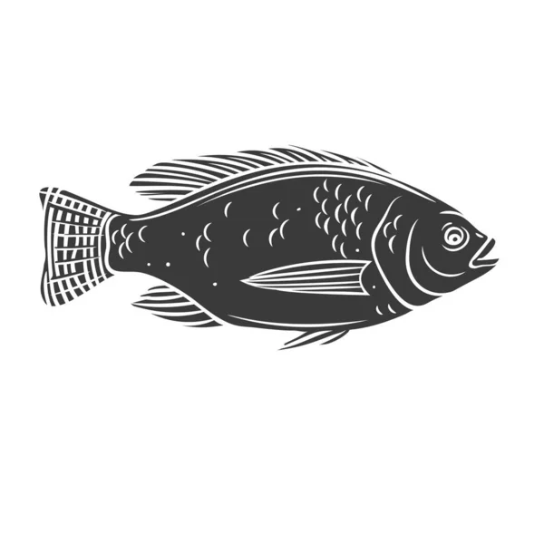 Tilapia icono de glifo de pescado . — Vector de stock