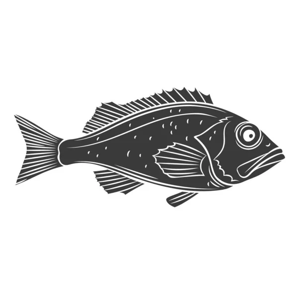 オーシャンパーチ魚グリフアイコン. — ストックベクタ