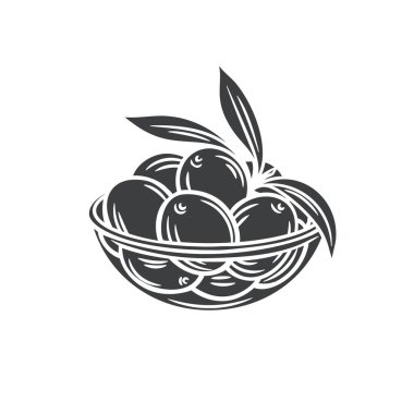 Bir kabın içindeki zeytinler.