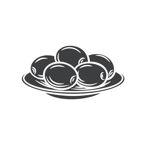 Olives dans un bol icône de glyphe — Image vectorielle