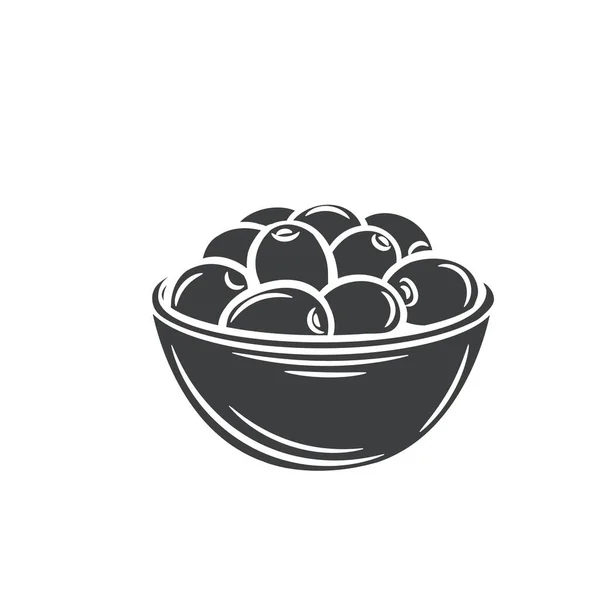 Olives dans un bol icône de glyphe — Image vectorielle