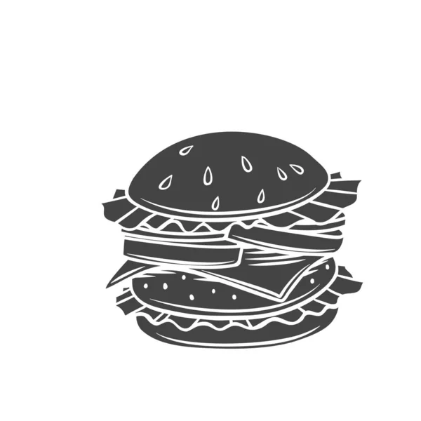 Icona del glifo Hamburger — Vettoriale Stock