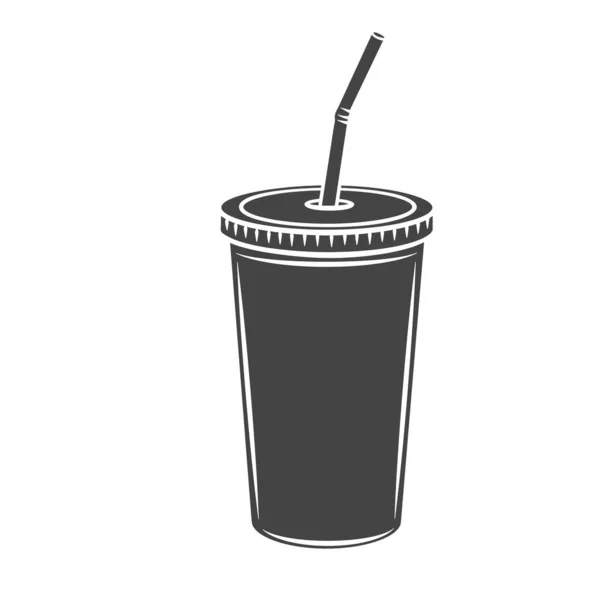 Taza de bebidas con icono de glifo de paja — Vector de stock
